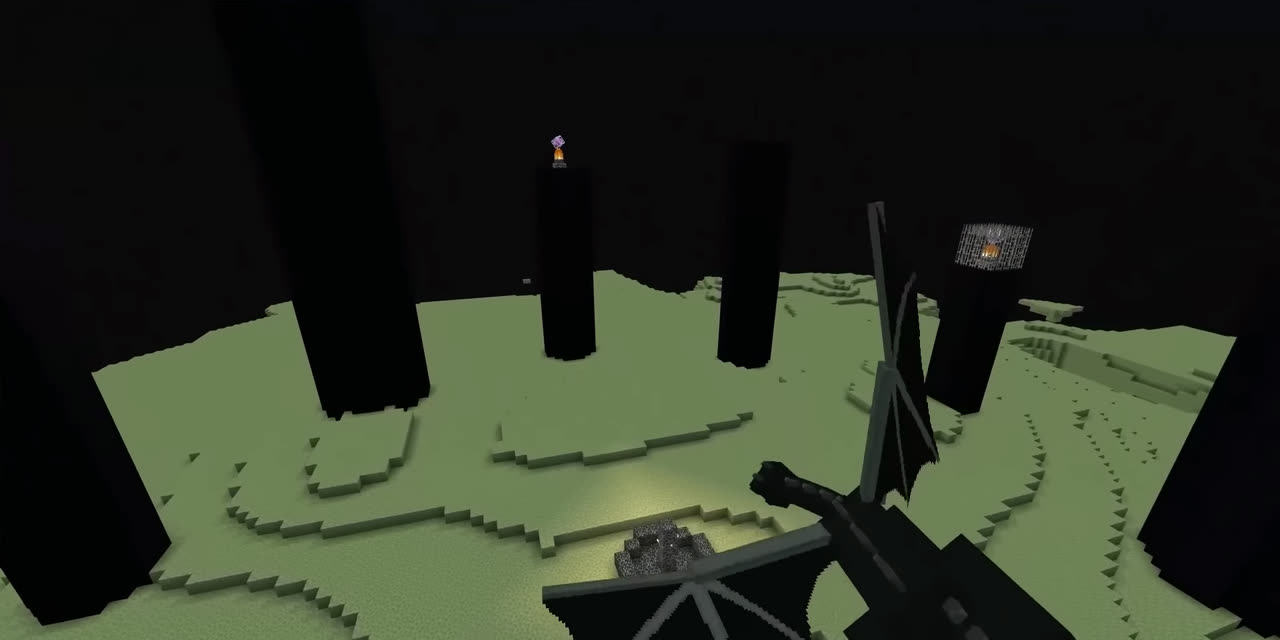 The End dimension with the Ender Dragon and end cities